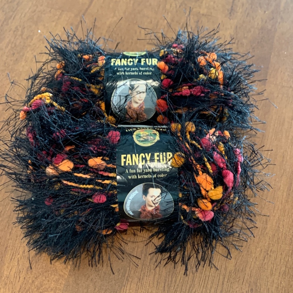 Set of 2 Skeins of Lion Brand Fancy Fur Yarn Jungle Print